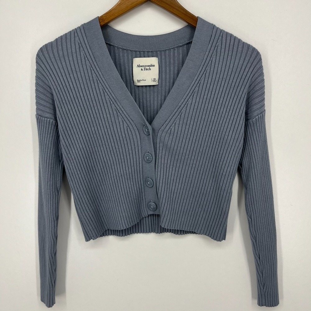 Abercrombie & Fitch Cardigan Sweater Women's Size XS Blue V Neck Button Ribbed